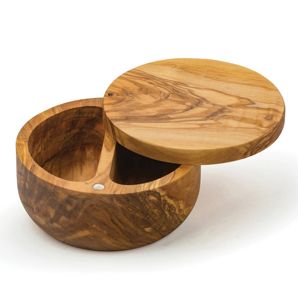 Olive Wood Salt Box with Lid