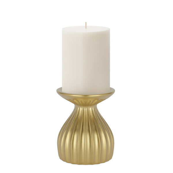 Gold Ribbed Contour Candle Holder