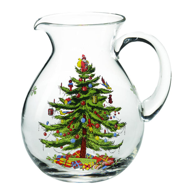 Christmas Tree Glass Pitcher