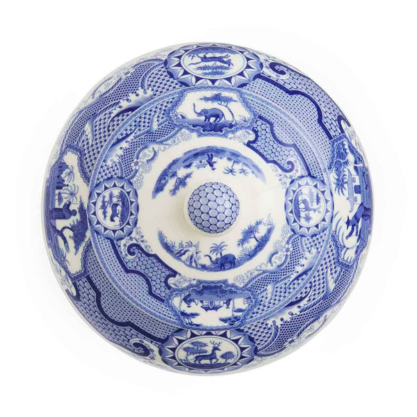 Blue Italian Gothic Castle Ginger Jar