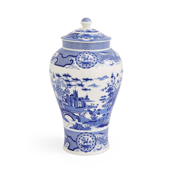 Blue Italian Gothic Castle Ginger Jar