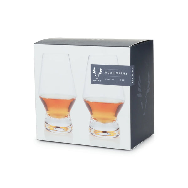 Viski Raye Crystal Footed Scotch Glasses