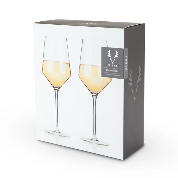 Viski Raye Crystal Angled Chardonnay Glasses