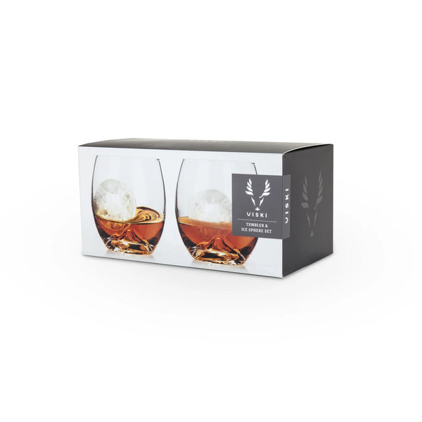 Viski Glacier 4 Piece Ice Sphere Mold and Tumblers