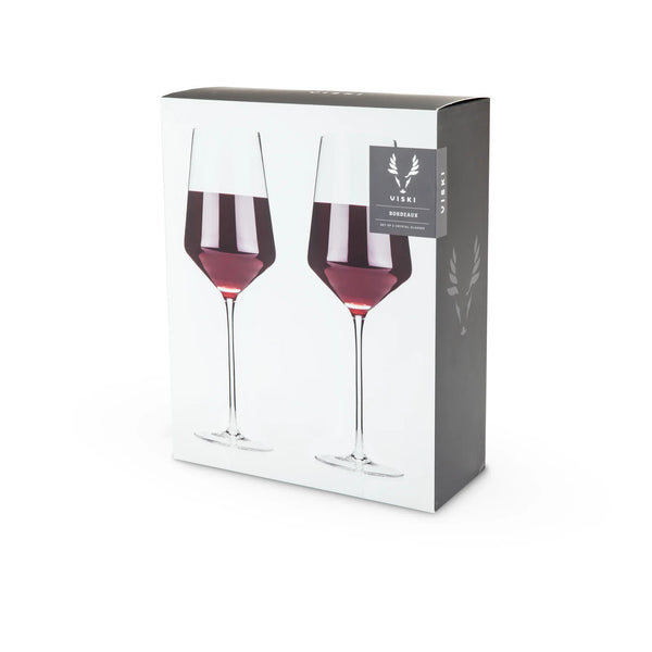 Viski Raye Crystal Angled Bordeaux Glasses