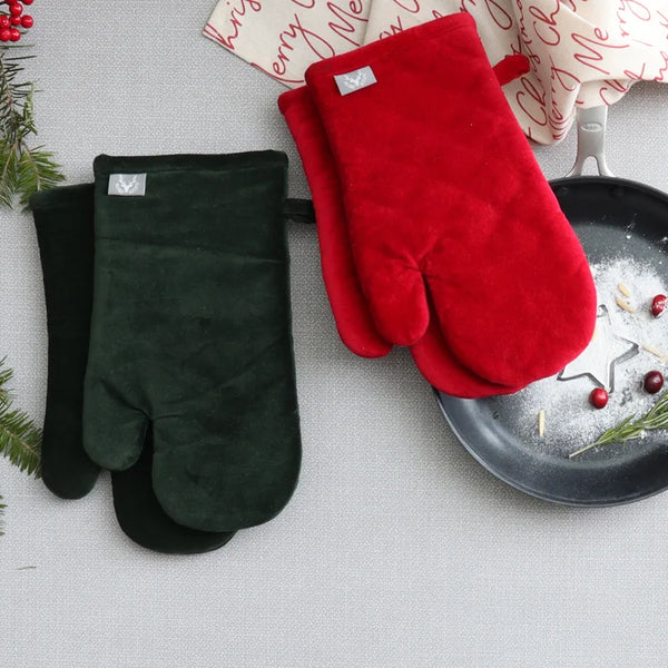 Luxury Velvet Oven Mitts Set of 2