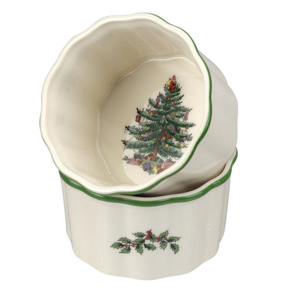 Christmas Tree Set of 2 Scalloped Ramekins
