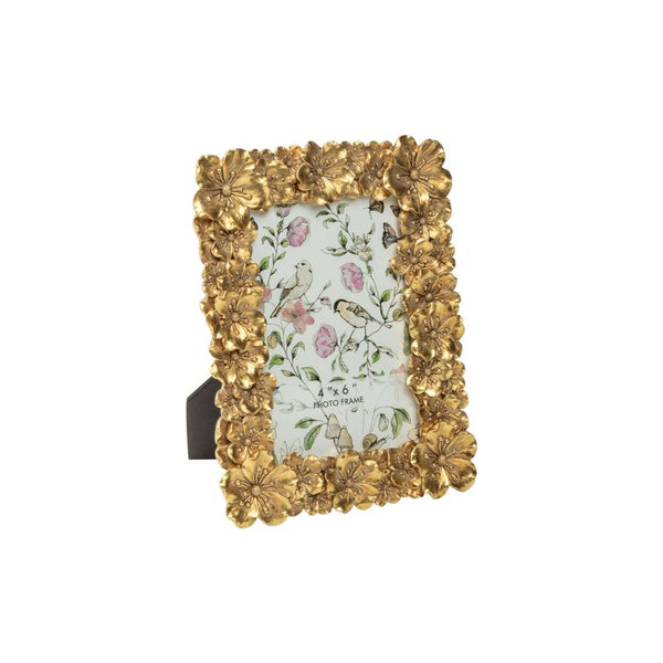 Floral Bright Gold Resin Photo Frame
