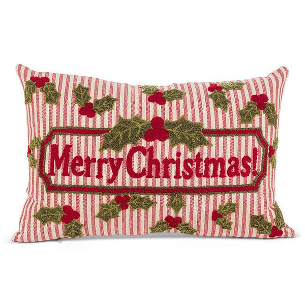 Merry Christmas Striped Rectangle Pillow