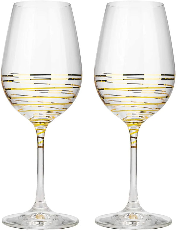 Spiral Gold Wine Glasses Set of 2