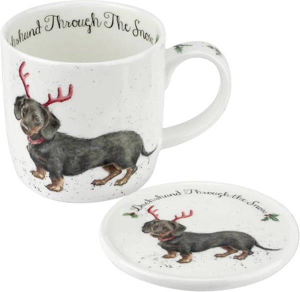 Wrendale Christmas 11oz Mug and Coaster Set