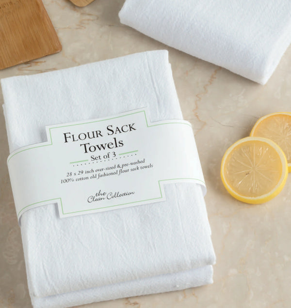 Old Fashioned White Flour Sack Towels Set of 3
