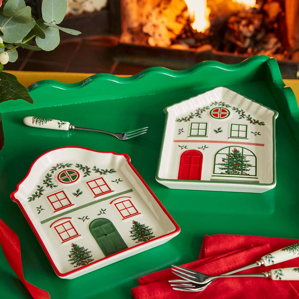 Christmas Tree Village Tidbit Tray