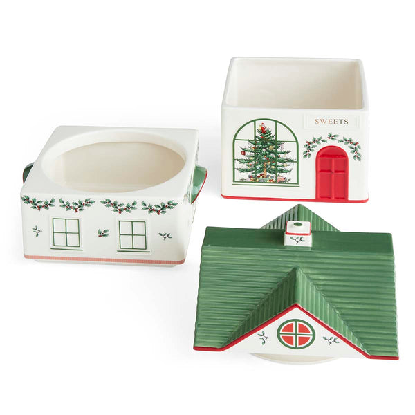 Christmas Tree Village Stacking Canister