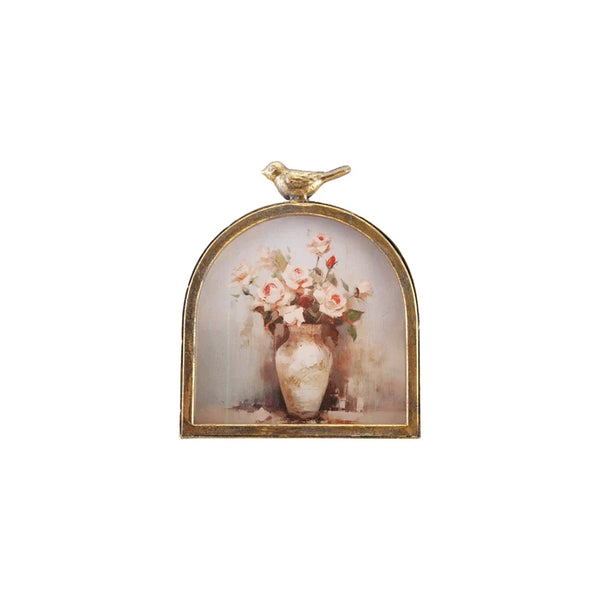 Antique Gold Arched Frame with Bird Finial