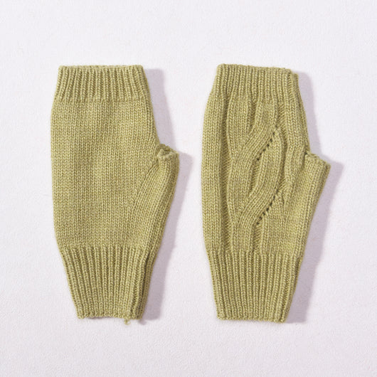 Wool Cable Knit Fingerless Gloves