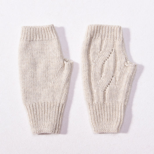 Wool Cable Knit Fingerless Gloves