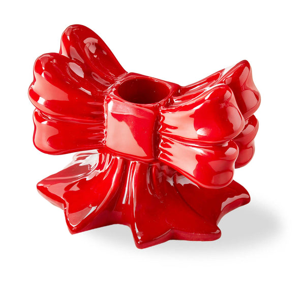 Red Bow Taper Candle Holder
