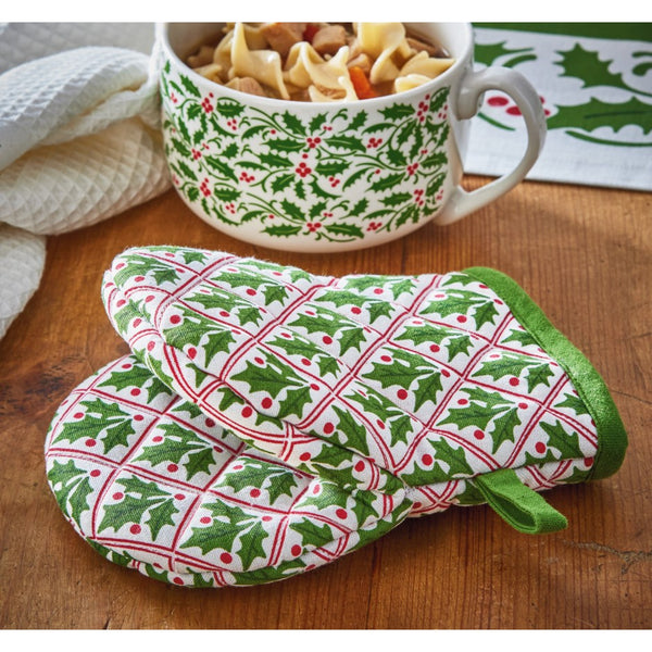 Christmas Holly Half Mitt