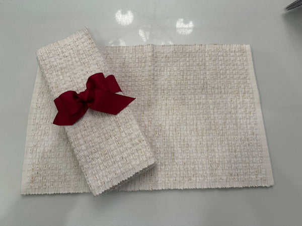 Rib Lurex Ivory/Gold Set of 4 Placemats