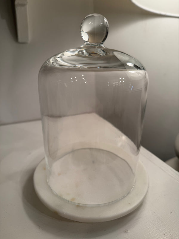 Glass Cloche and Marble Base 2 Piece Set