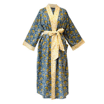 Lime Tree Block Printed Kimono