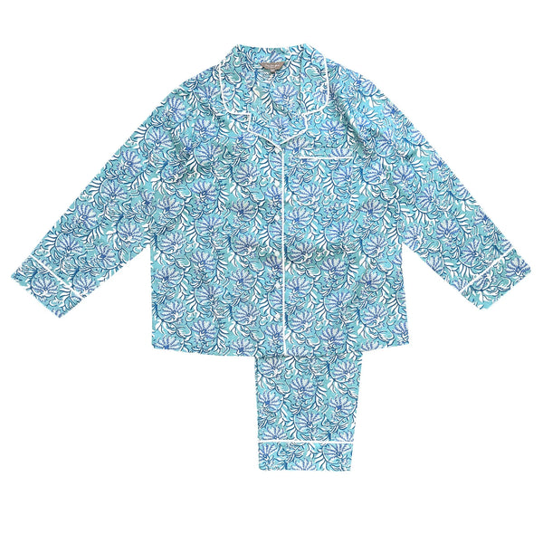 Lime Tree Cotton Block Print Pajamas