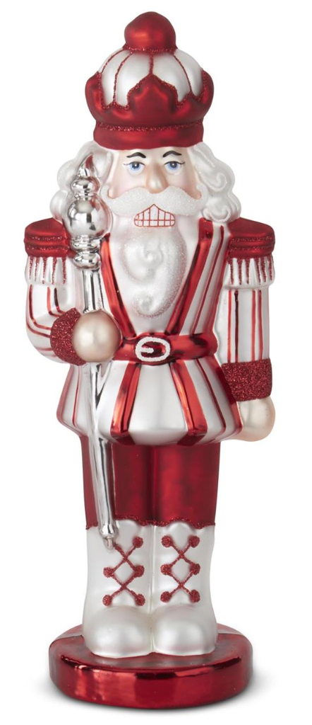 Red and White Blown Glass Soldier