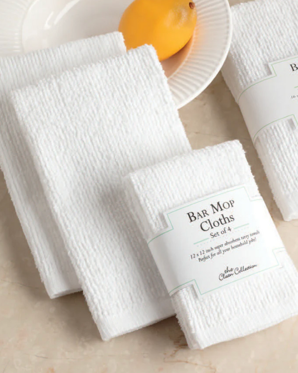 White Terry Bar Mop Dishtowels  Set of 4
