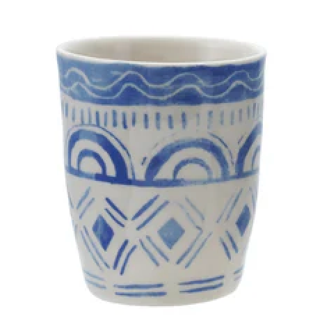 Stoneware Cup with Tile Pattern