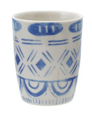 Stoneware Cup with Tile Pattern