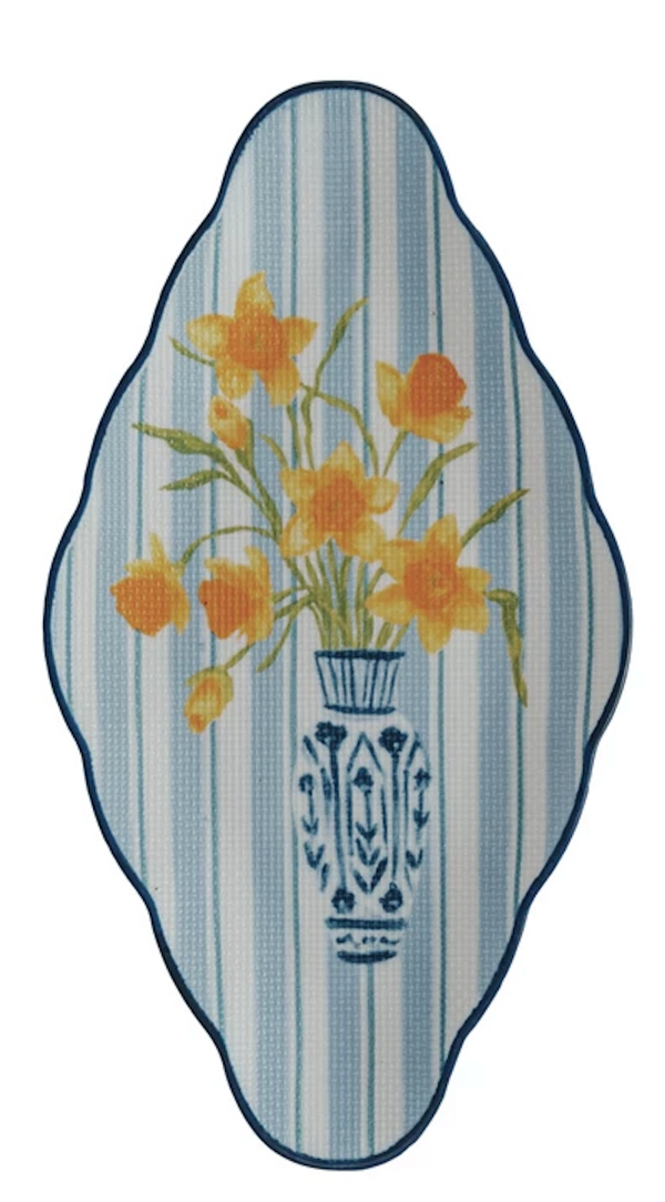 Textured Stoneware Plate with Flowers in Vase