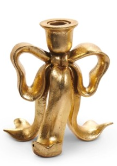Gold Bow Taper Candlesticks