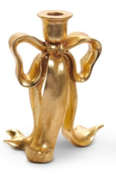 Gold Bow Taper Candlesticks