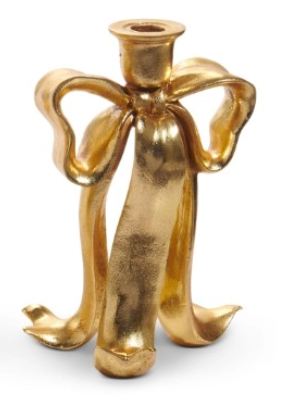 Gold Bow Taper Candlesticks