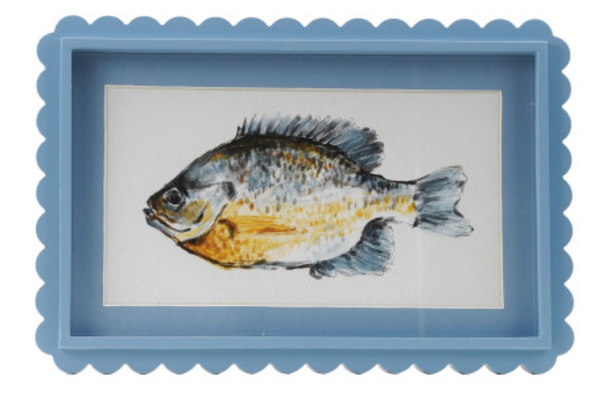 Scalloped Wood Frame with Fish Art