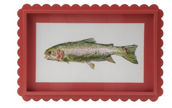 Scalloped Wood Frame with Fish Art