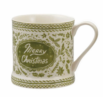 Green Christmas Stoneware Mug