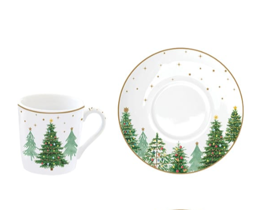 Festive Trees Espresso Cup & Saucer