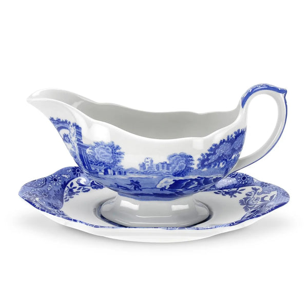 Blue Italian Sauce Boat and Stand 10oz
