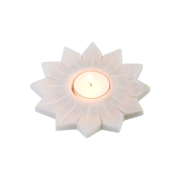 Marble Flower Tealight Candle Holder