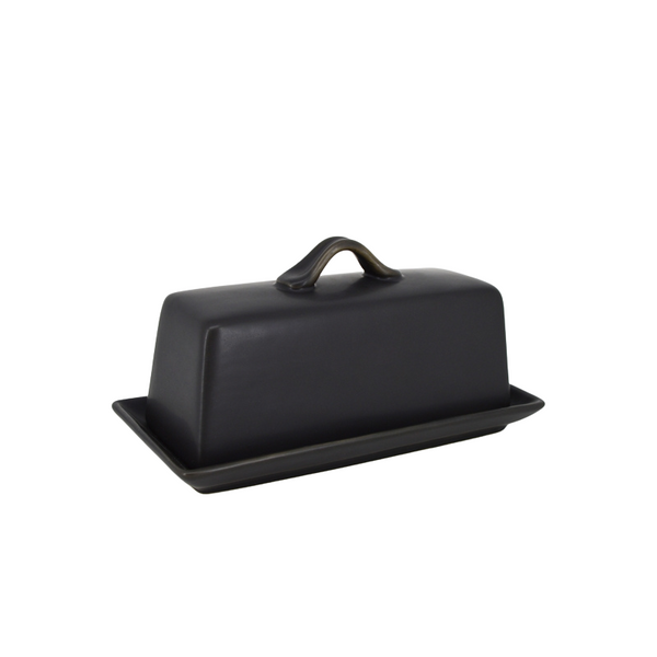 Park West Black Matte Butter Dish