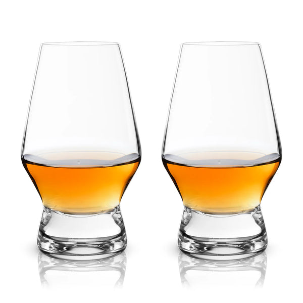 Viski Raye Weighted Crystal Whiskey Glasses, Set of 2