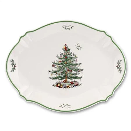 Christmas Tree Sculpted Oval Platter