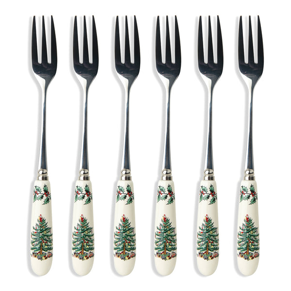 Christmas Tree Pastry Fork Set of 6