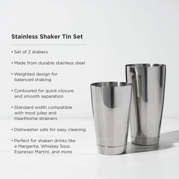 Viski Stainless Steel Boston Shaker Tin Set